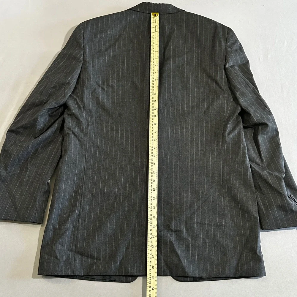 Chaps Ralph Lauren Blazer Mens 42T Grey Good Pinstripe Wool 2-Button Jacket